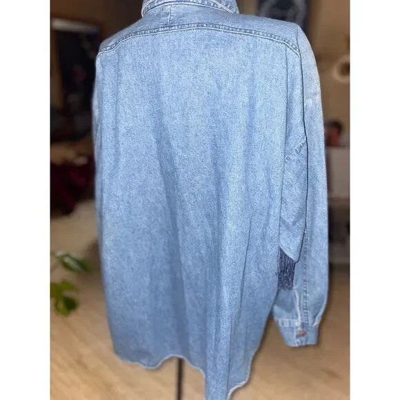 Vintage Blue Creek Jeans Womens Blue Denim Cotton Western Long Sleeve Size | XL - Picture 6 of 6